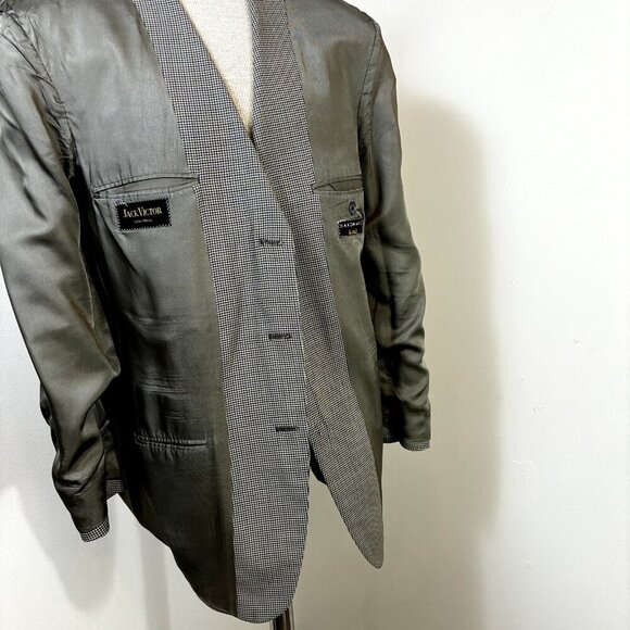 Jack Victor Handmake Men's Sport Coat Blazer‎ 46L Houndstooth Wool Suit Jacket - Picture 7 of 12